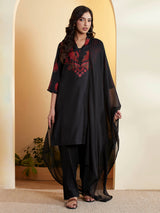 Black straight kurti set with dupatta