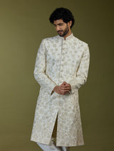 Off white opulent mughal premium mens sherwani