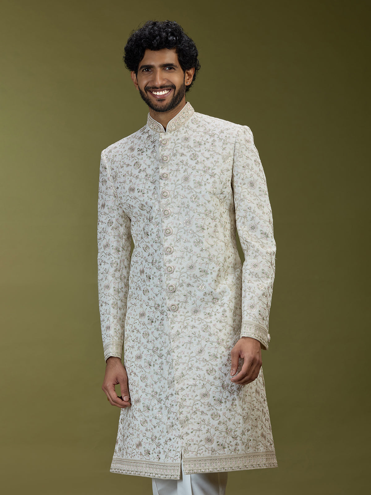 Ivory cream exquisite luxury premium mens sherwani