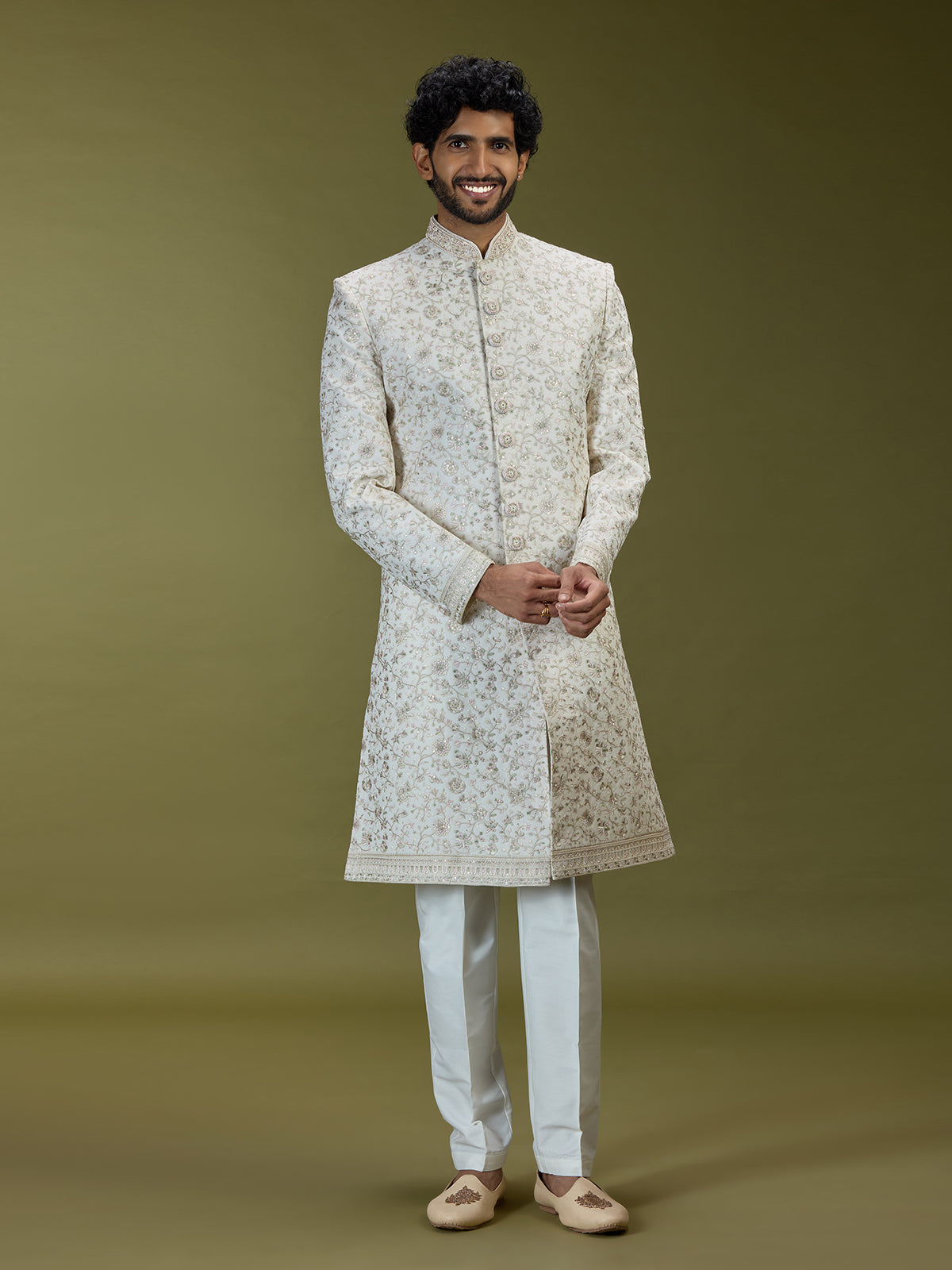 Ivory cream exquisite luxury premium mens sherwani