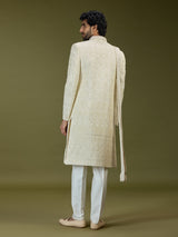 Cream opulent swarovski premium mughal mens sherwani