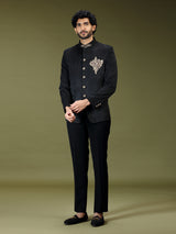 Black regal velvet embellished luxury jodhpuri suit