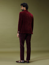 Maroon opulent velvet embroidered premium jodhpuri suit