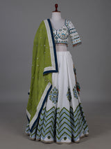 White printed navratri lehenga choli