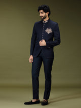 Navy blue regal crystal embellished luxury jodhpuri suit