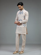 Cream floral mens waistcoat set