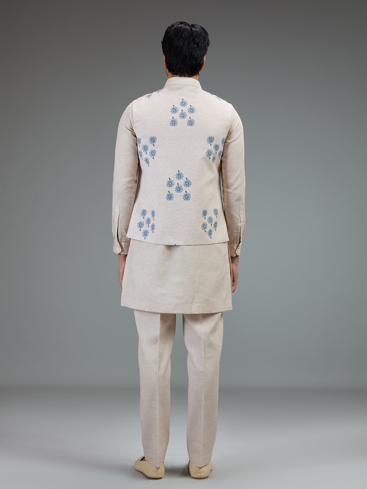 Cream floral mens waistcoat set