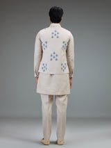 Cream floral mens waistcoat set