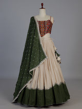 Cream cotton silk navratri fashion lehenga choli