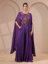 Purple handwork bodice flared top with elegant palazzo