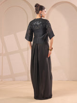 Black handwork jacket with bustier and designer indowestern