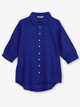 Blue linen women shirt
