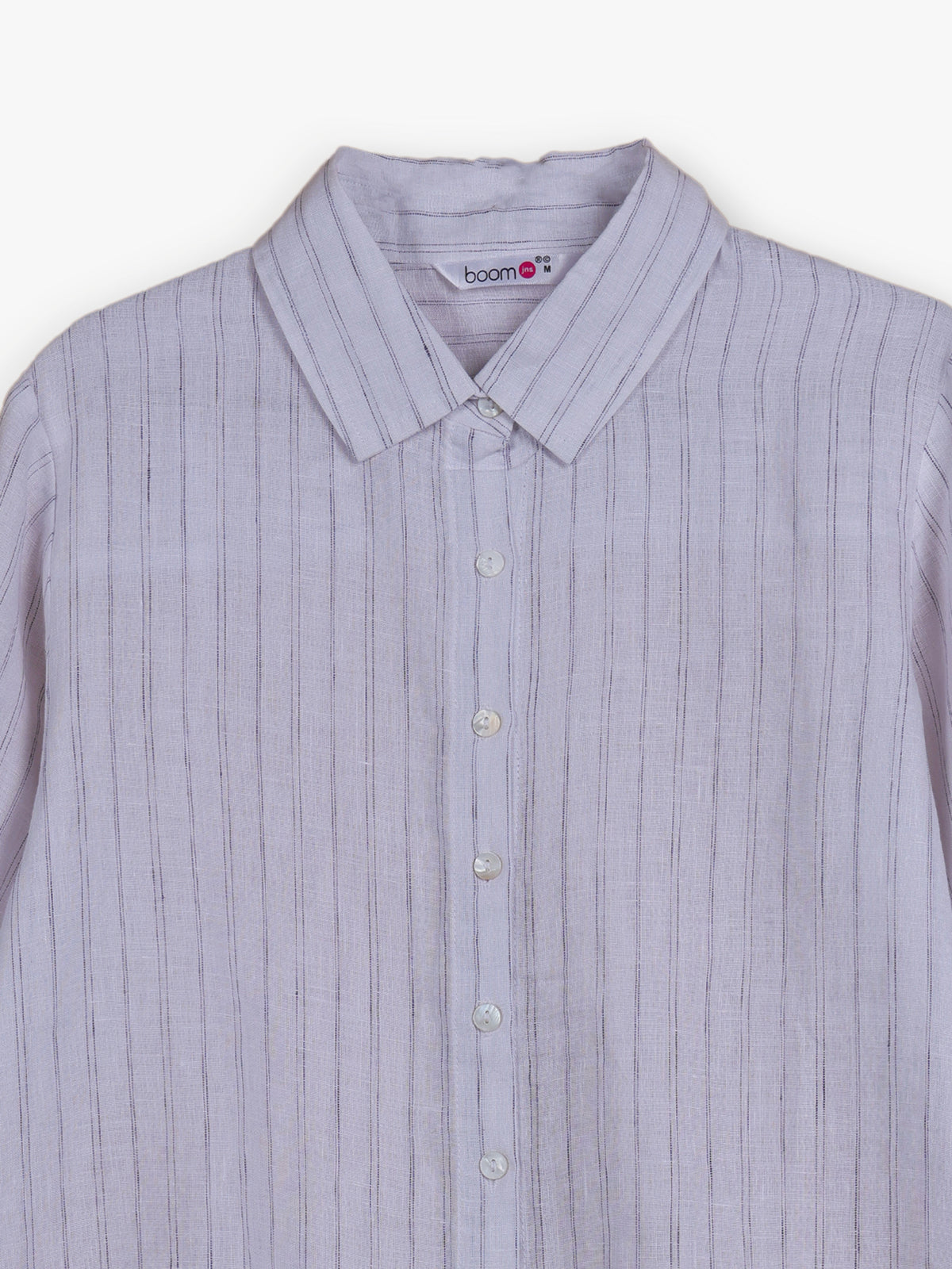 Off white linen women striped shirt