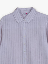 Off white linen women striped shirt