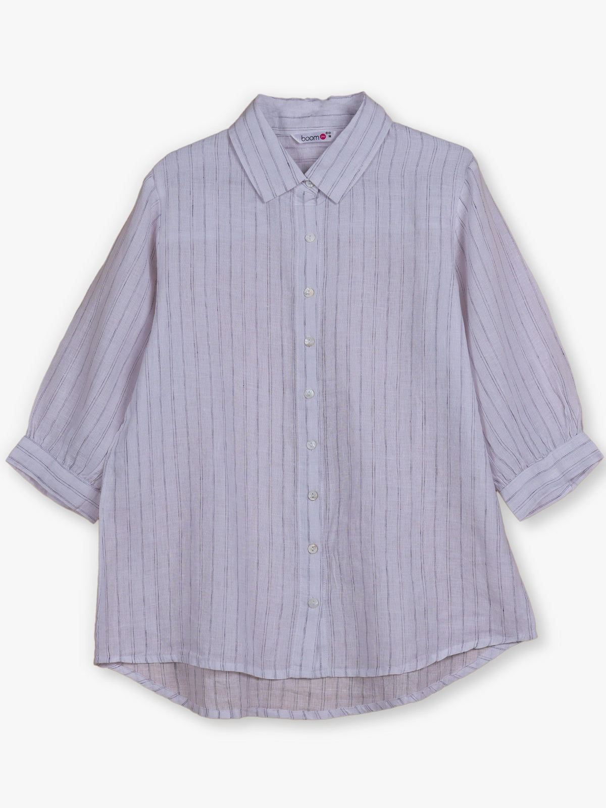 Off white linen women striped shirt