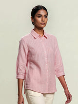 Light pink linen women shirt