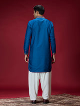 Blue persian floral mens kurta pajama