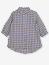 Off white linen women gingham shirt
