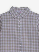 Off white linen women gingham shirt