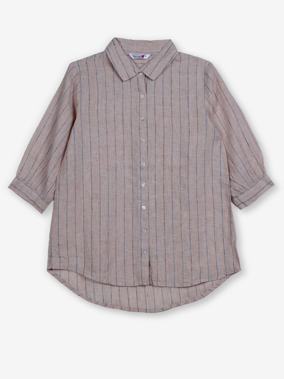 Light peach linen women crinkle shirt