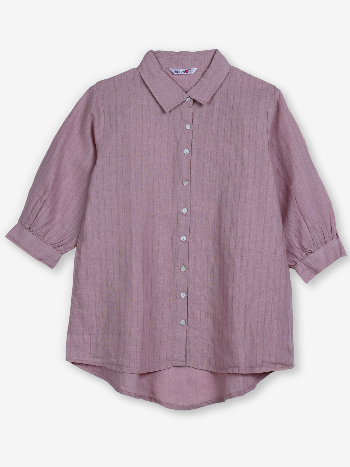 Onion pink linen women crinkle shirt