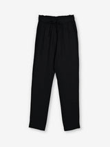Black cotton linen womens ankle pant