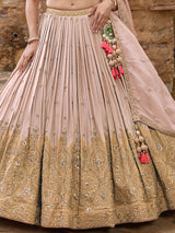 Light pink georgette lehenga choli with embellished dupatta