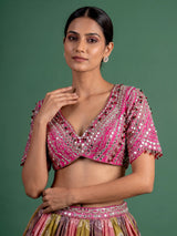 Multi color brocade women lehenga choli with dupatta