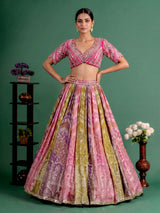 Multi color brocade women lehenga choli with dupatta