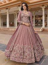 Onion pink chiffon silk lehenga choli with dupatta