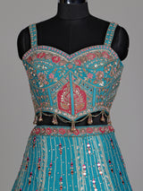 Firozi regal banarasi women lehenga choli with dupatta