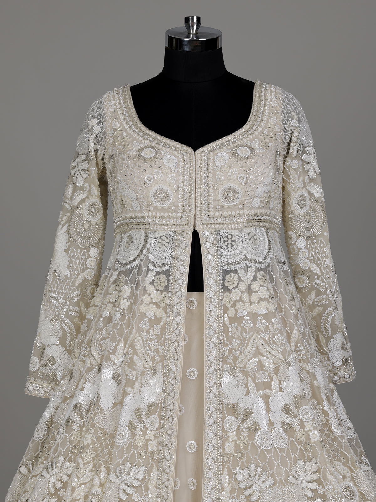 Cream designer embroidered women lehenga choli with dupatta