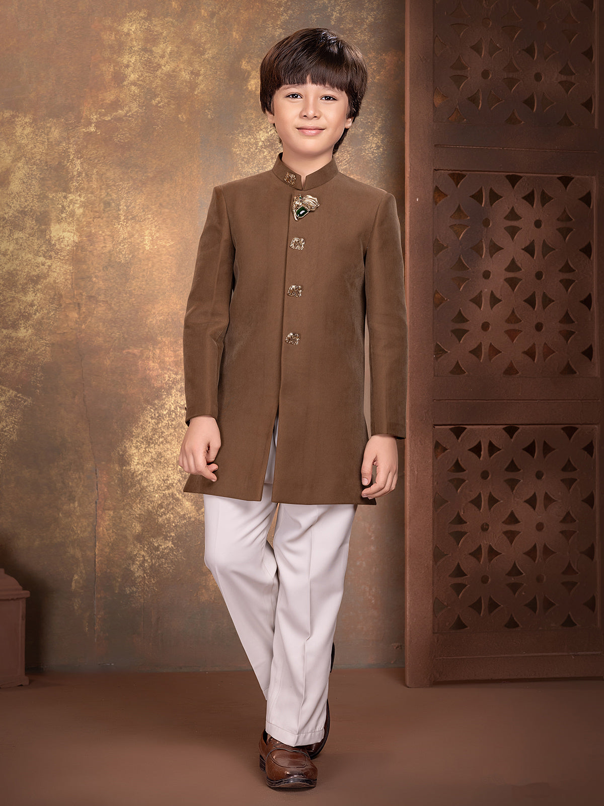 Brown royal  boys indo western outfit