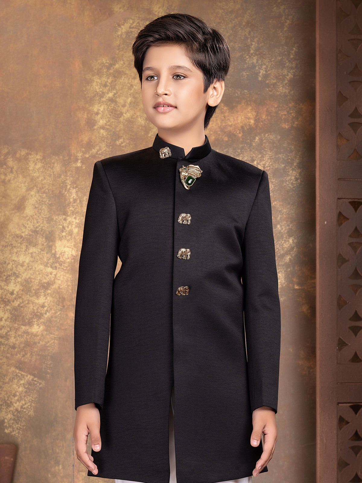 Black regal boys indo western outfit
