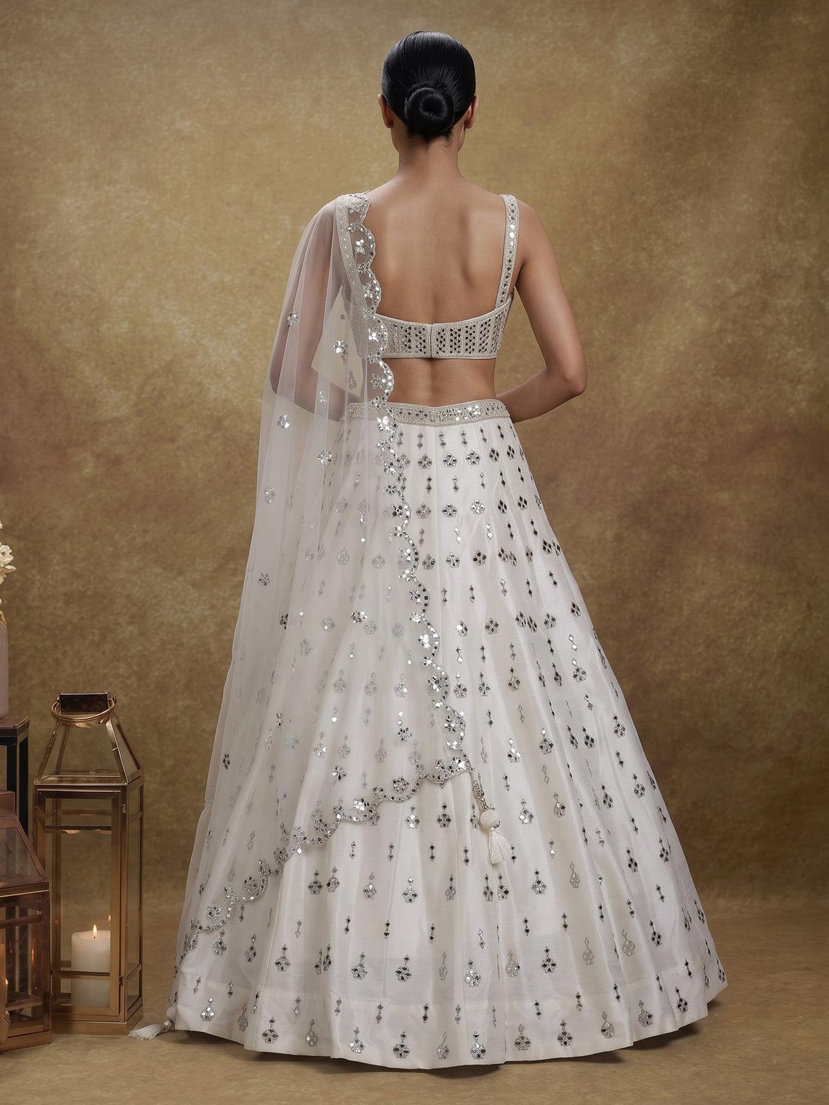 White contemporary cutout women lehenga choli