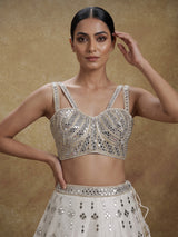 White contemporary cutout women lehenga choli