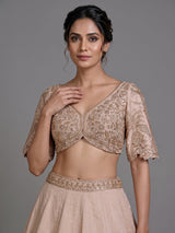 Beige Mughal motif women lehenga choli
