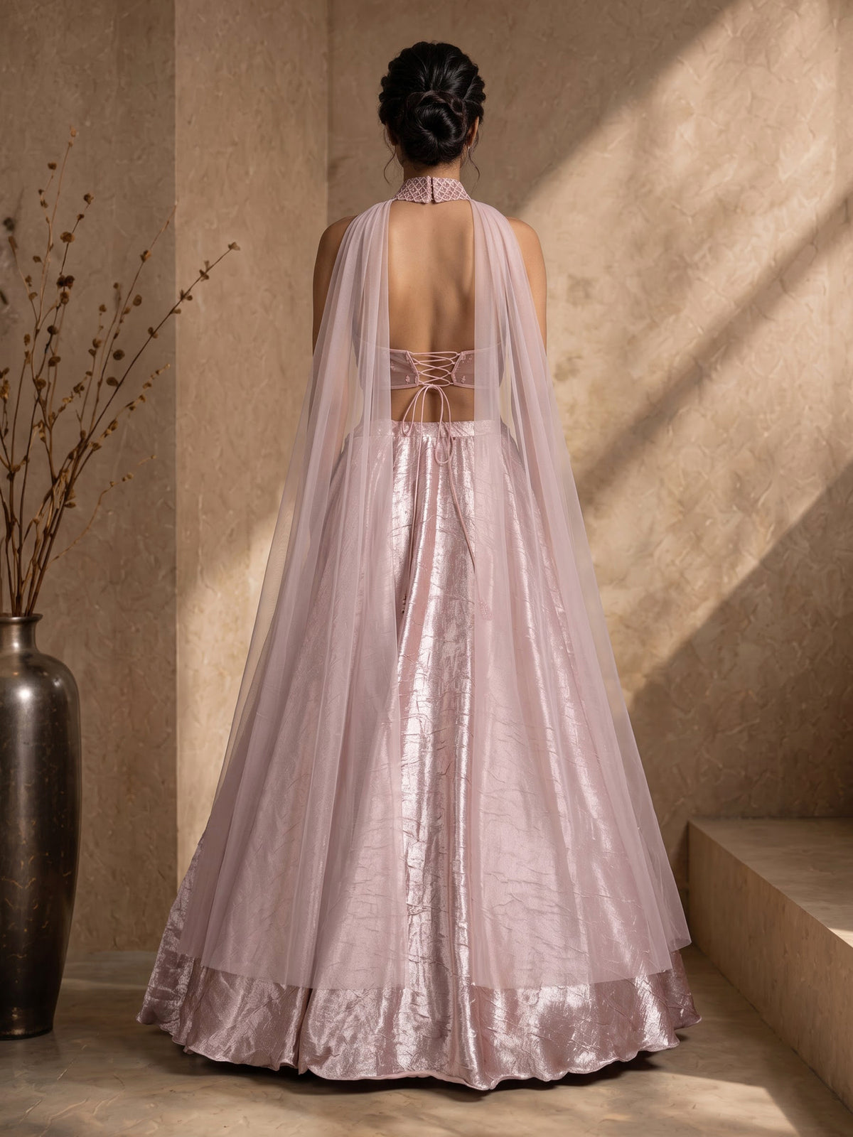 Pink rose gold women lehenga choli