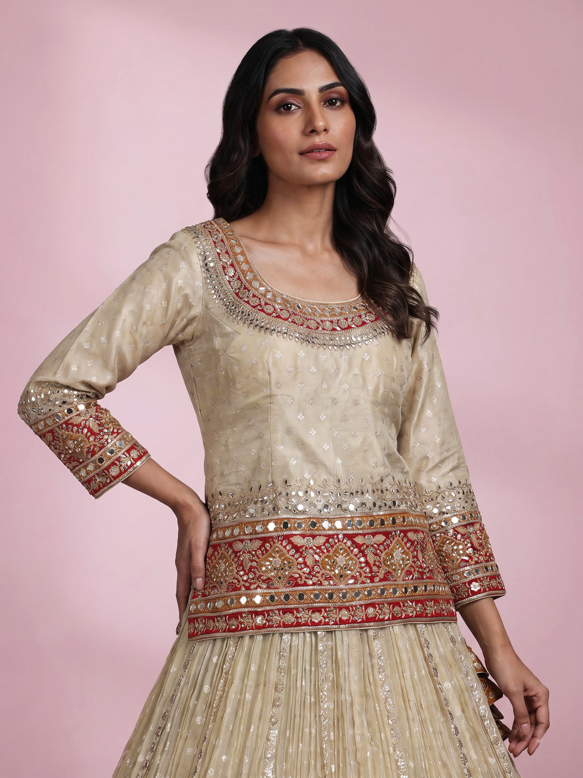 Off white wedding women lehenga choli
