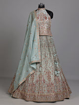 Sky blue peacock women lehenga choli