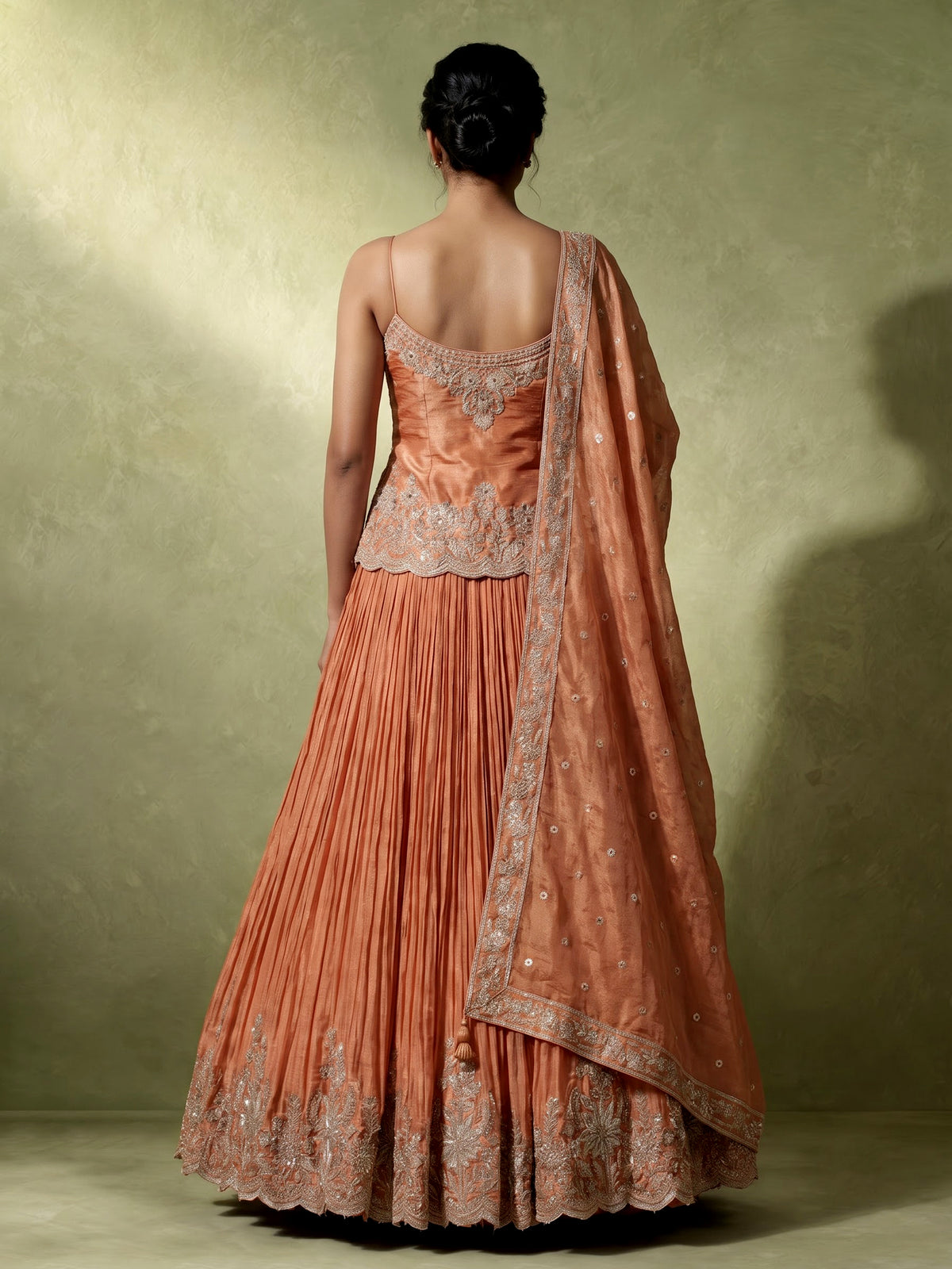 Rust orange ornate women lehenga choli