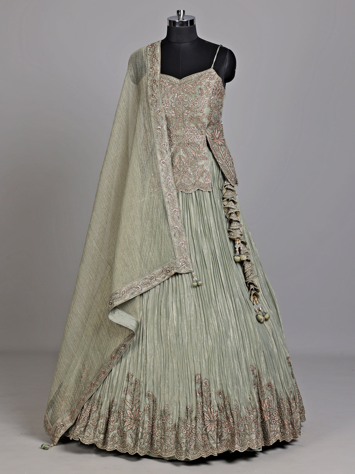Pista green baroque women lehenga choli