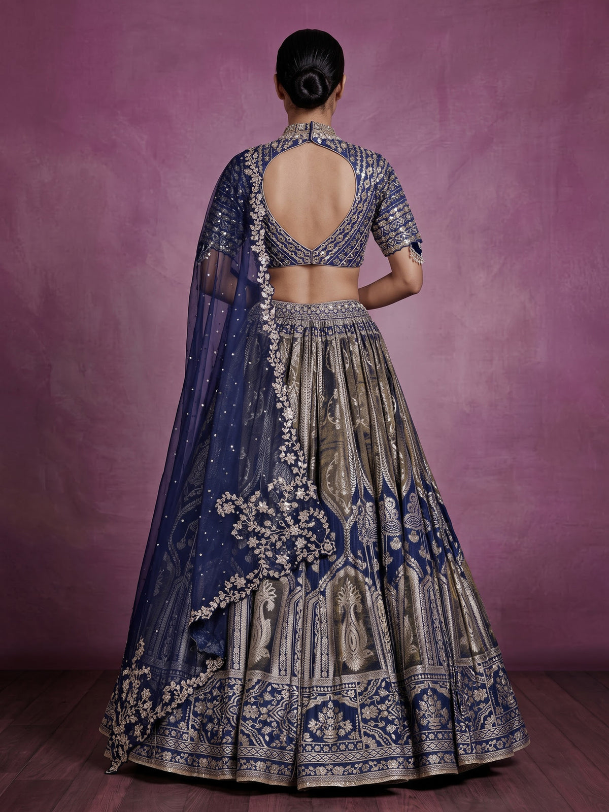 Blue royal tapestry women lehenga choli