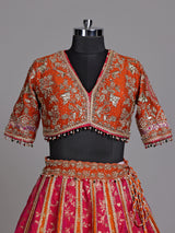 Rust orange jharokha women lehenga choli