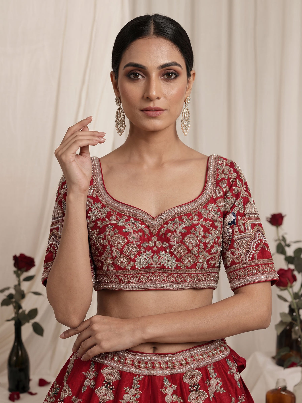 Red royal mughal women lehenga choli