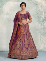 Purple bandhani printed women lehenga choli