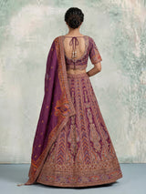 Purple bandhani printed women lehenga choli
