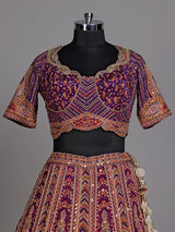 Purple bandhani printed women lehenga choli