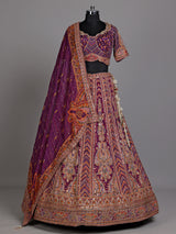 Purple bandhani printed women lehenga choli