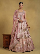 Peach peplum brocade women lehenga choli
